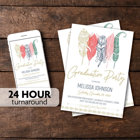 Boho Graduation Party Invitation Class of 2022 Etsy