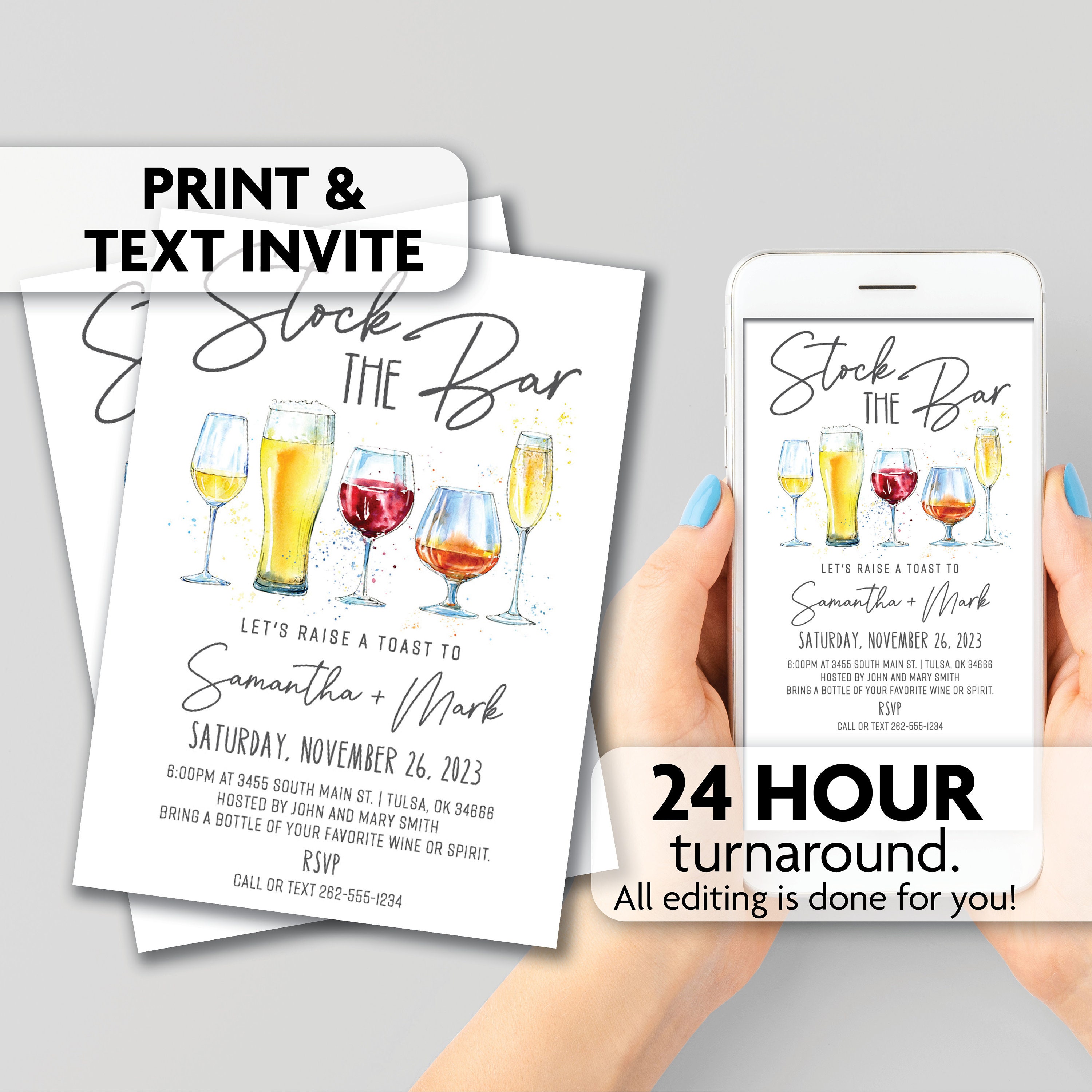 Stock the Bar Invitations Print Text or Email Invite image