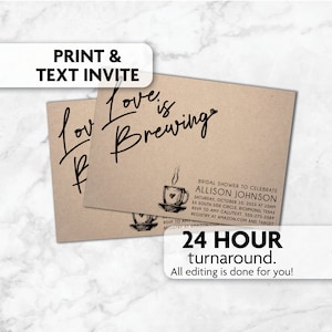 Love is Brewing Shower Invitations | Coffee | Print, Text or Email Invite