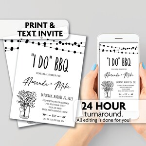 I Do BBQ Rehearsal Dinner Invitation | Print, Text or Email Invite
