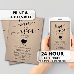 Bun in the Oven Baby Sprinkle Invitation | Baby-Q | Gender Neutral | Print, Text or Email Invite