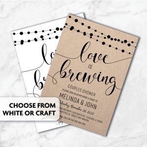 Love is Brewing Shower Invitation String Lights Print, Text or Email Invite image 3