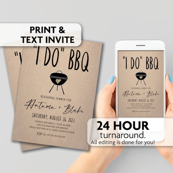 I Do BBQ Rehearsal Dinner Invitation | Print, Text or Email Invite