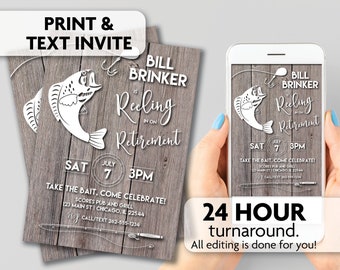 Fishing Theme Retirement Invitation | Print, Text or Email Invite