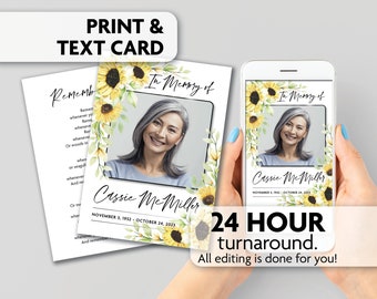Memorial Poem Card | Celebration of Life | Prayer Card | Print, Text or Email
