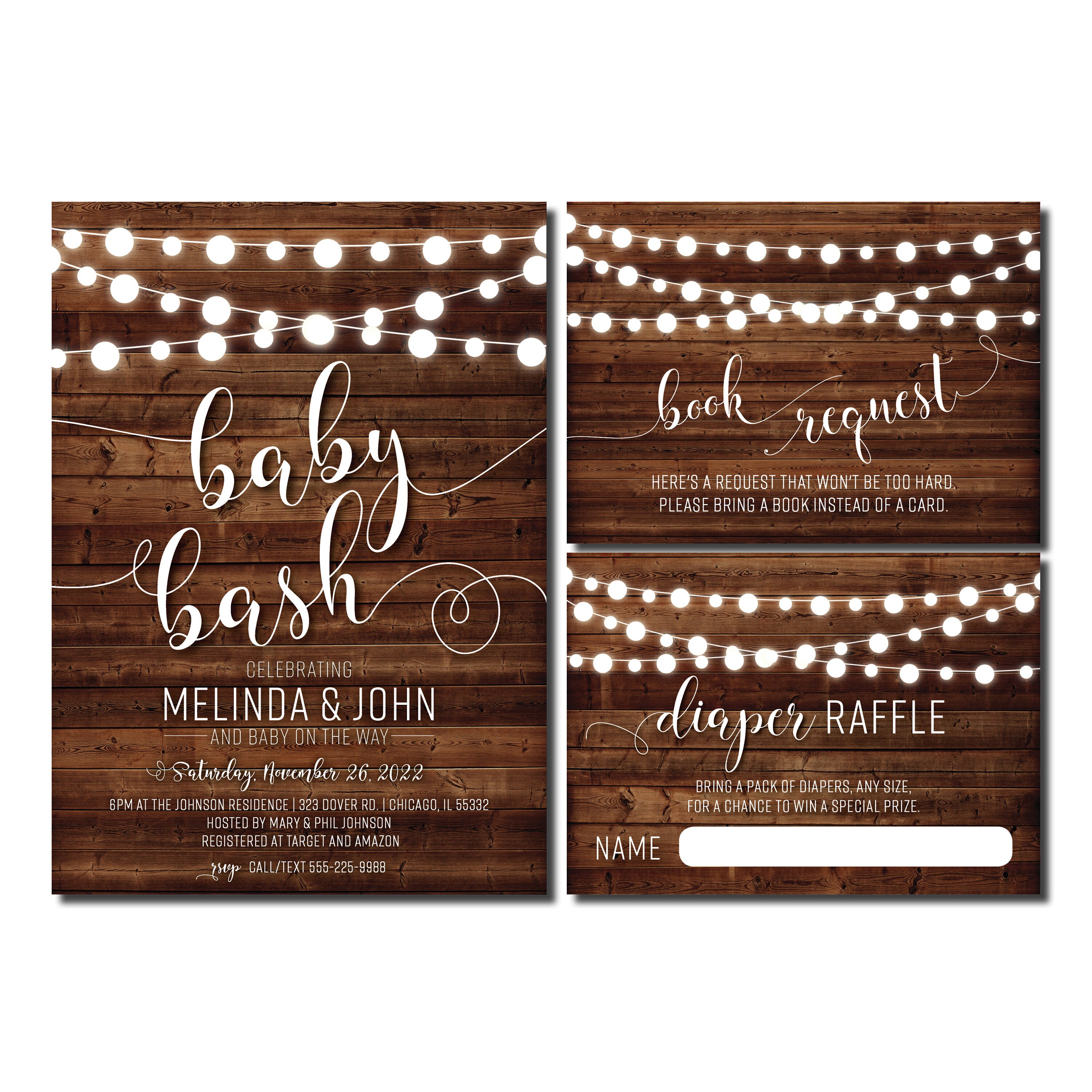 Rustic Baby Bash Shower Invitation Diaper Raffle Book Etsy