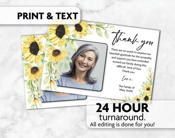 Memorial Thank You Card | Sunflowers | Print, Text or Email