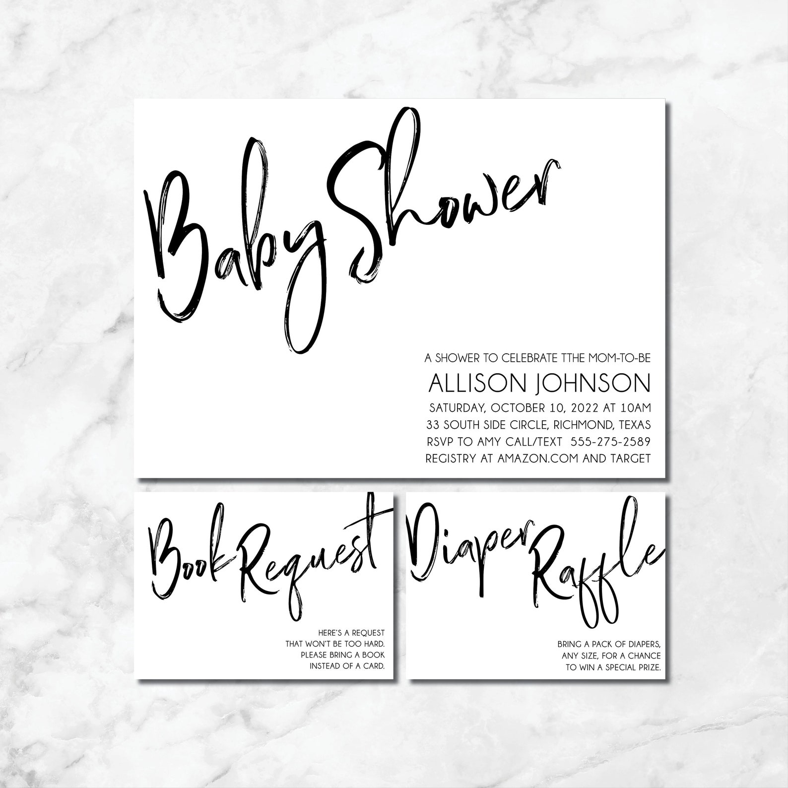 Baby Shower Invitation Diaper Raffle Book Card Etsy