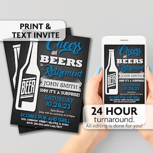 Cheers and Beers to Retirement Invite | Print, Text or Email Invite