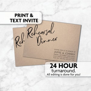 Rehearsal Dinner Invitations | Minimalist | Modern | Print, Text or Email Invite