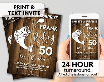 Fishing Theme Birthday Invitation | ANY Age | Print, Text or Email Invite