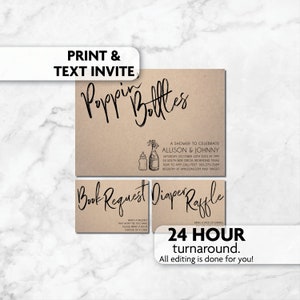 Poppin&#39; Bottles Baby Shower Invitation | Diaper Raffle | Book Card | Print, Text or Email Invite