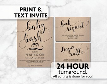 Baby Bash Shower Invitation | Diaper Raffle | Book Request | Print, Text or Email Invite