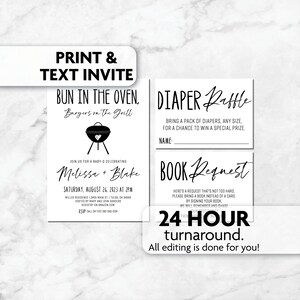 Bun in the Oven Baby Shower Invitation | Diaper Raffle | Book Request | Print, Text or Email Invite