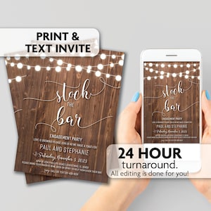 Invitaciones de Stock the Bar / Invitaciones de Participación Rústica / Impresión, Texto o Invitación por Correo Electrónico