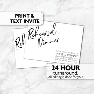 Rehearsal Dinner Invitations | Minimalist | Modern | Print, Text or Email Invite