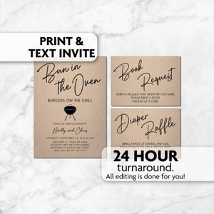 Bun in the Oven Baby Shower Invitation | Diaper Raffle | Book Request | Print, Text or Email Invite