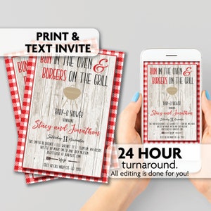 Bun in the Oven Baby Shower Invite Baby-Q / Stampa, SMS o Email Invito