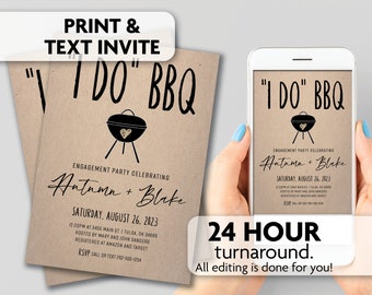 I Do BBQ Engagement Party Invitations | Print, Text or Email Invite