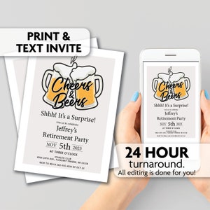 Cheers and Beers Retirement Invite | Print, Text or Email Invite