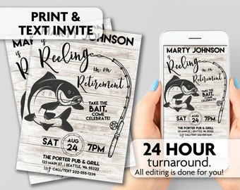 Fishing Theme Retirement Invitation | Print, Text or Email Invite