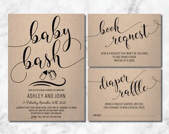 Baby Bash Shower Invitation Diaper Raffle Book Request Etsy 日本