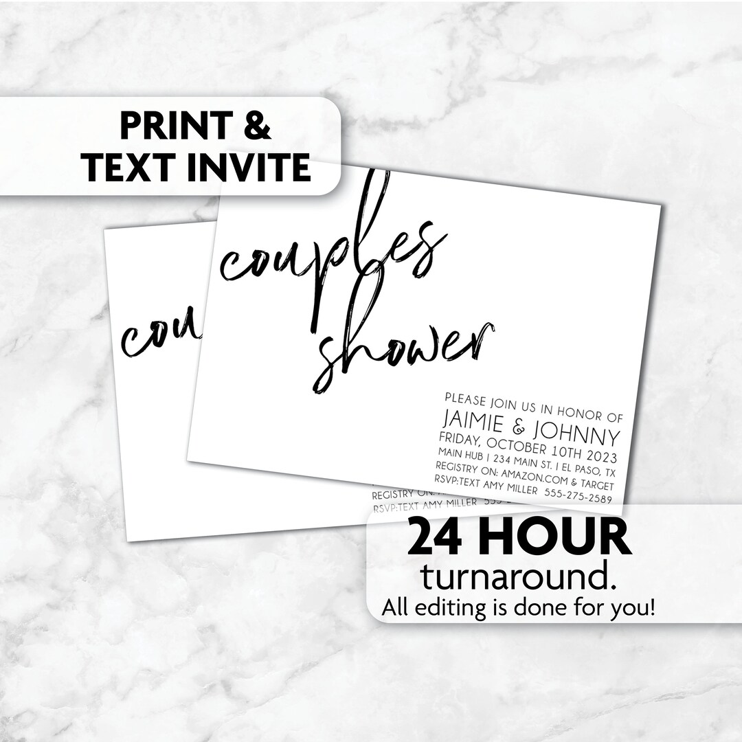 Couples Shower Invitation Modern Design Print, Text or Email Invite Etsy