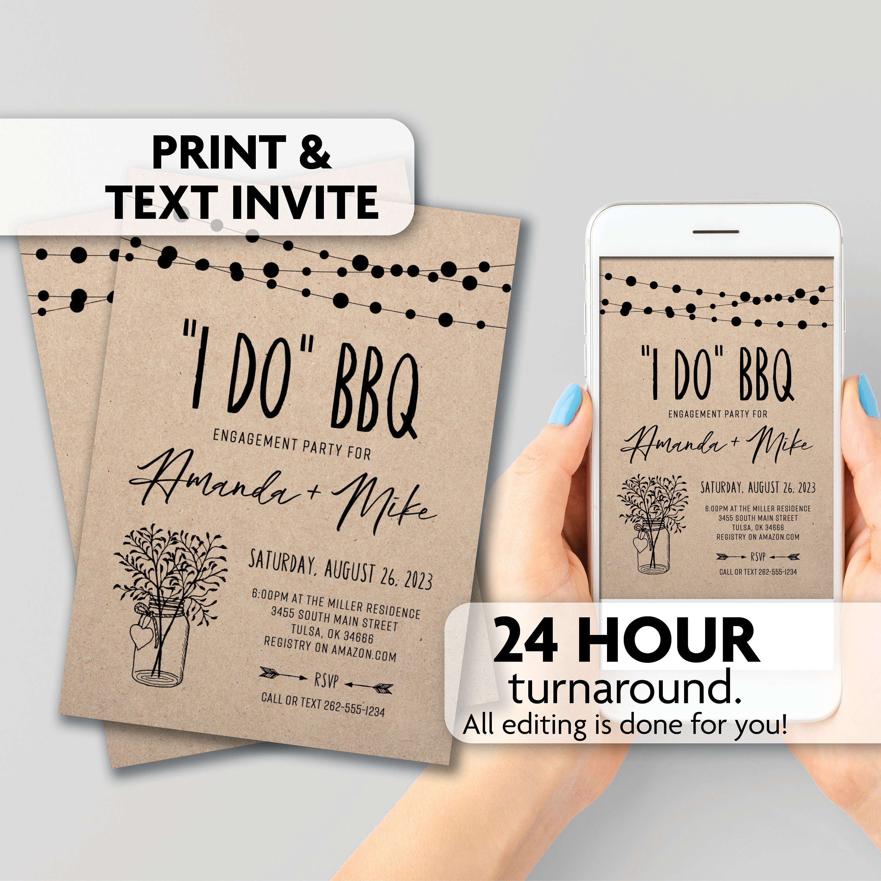 I Do BBQ Engagement Party Invitations Print Text or Email Invite
