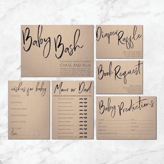 Baby Bash Shower Bundle Invitation Diaper Raffle Book Etsy Canada