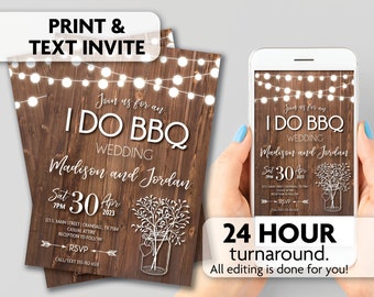 I Do BBQ Rustic Wedding Invitation | Print, Text or Email Invite