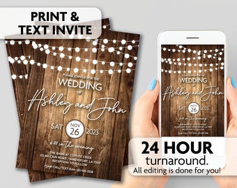 Rustic Wedding Invitation | Print, Text or Email Invite