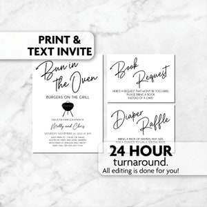 Bun in the Oven Baby Shower Invitation | Diaper Raffle | Book Request | Print, Text or Email Invite