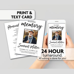 Memorial Poem  Card | Celebration of Life | Funeral