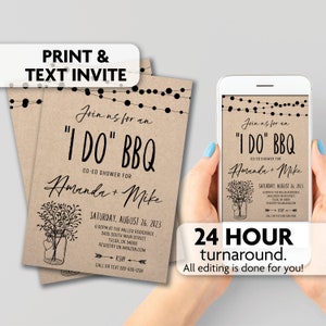I Do BBQ Shower Invitations | String Lights | Mason Jar | Print, Text or Email Invite