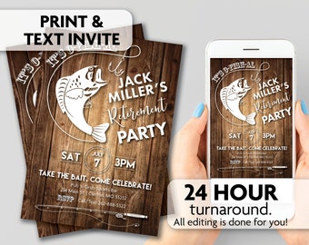 Fishing Theme Retirement Invitation | Print, Text or Email Invite