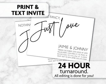 Nothing Fancy, Just Love Wedding Invitation | Print, Text or Email Invite