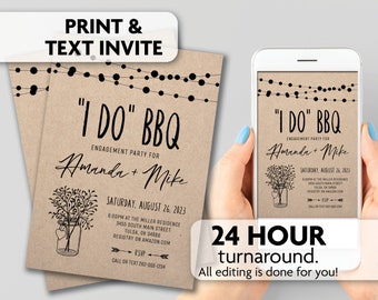 I Do BBQ Engagement Party Invitations | Print, Text or Email Invite