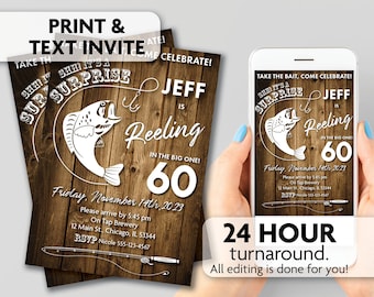 Fishing Theme Birthday Invitation | ANY Age | Print, Text or Email Invite