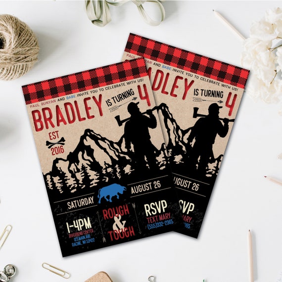 Lumberjack Birthday Invitation Axe Throwing ANY Age Paul - Etsy 日本