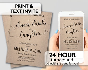 Engagement Invitation | Before Happily Ever After | Print, Text or Email Invite