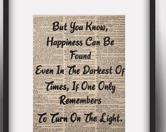 Dumbledore Quote: Happiness Can Be Found… Harry Potter Dictionary Art Print