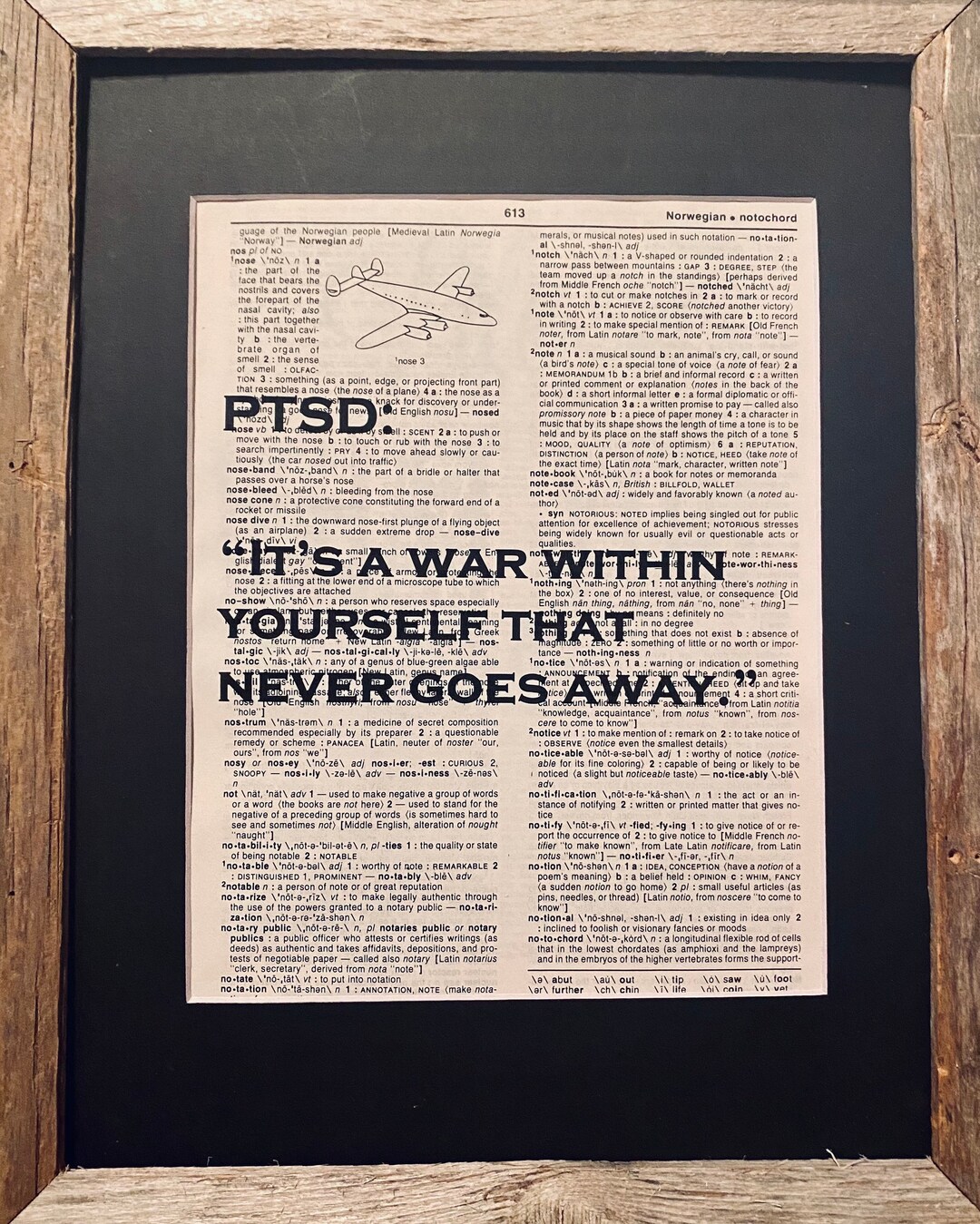 PTSD A War Within Yourself Dictionary Art Print PTSD Quote Etsy