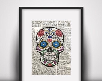 Sugar Skull Inspirational Art-  Dictionary Print