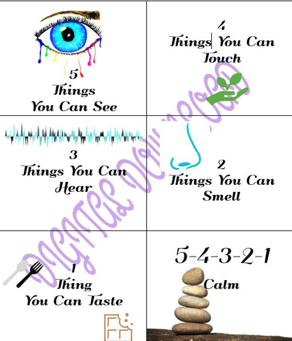 5 4 3 2 1 Calming Technique Cards Etsy