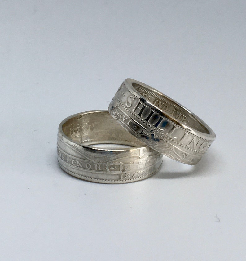 Sterling silver one shilling coin ring image 2