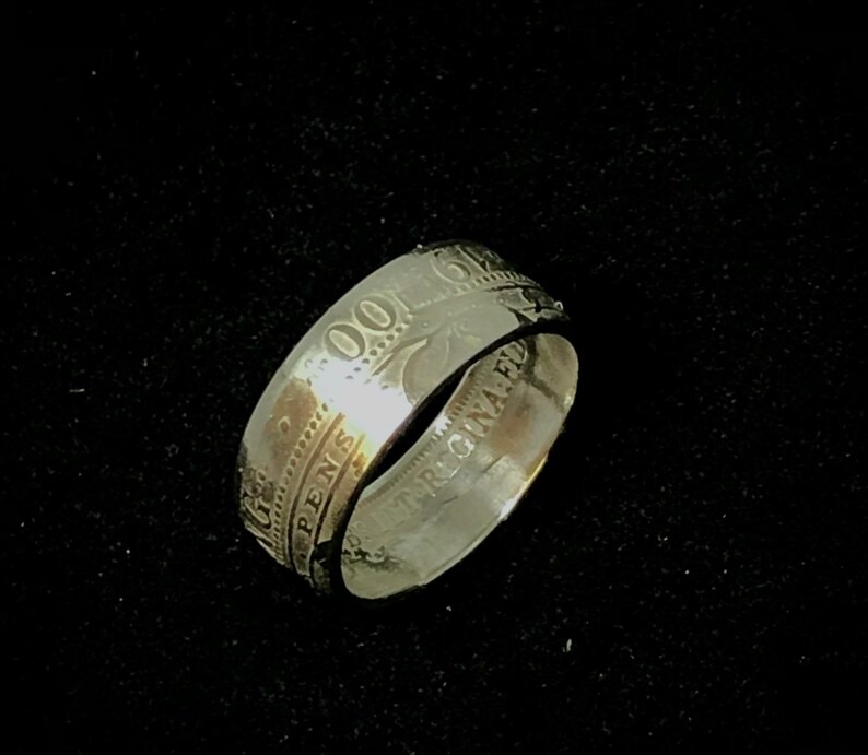 Sterling silver one shilling coin ring image 10