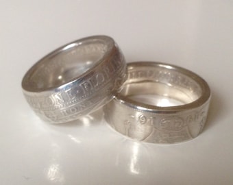 Sterling Silver Florin / Two Shillings Coin Ring