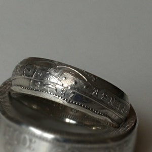 Sterling silver one shilling coin ring image 9