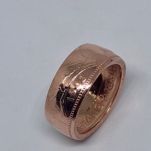 British One Penny Coin Ring an unusual and Interesting Birthday Gift