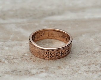 Japanese 1 Sen Coin Ring Polished Finish